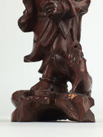 Chinese Wooden Statue Vtg Wood Carving Goddess Gourd Dog Brown BD810