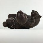 Chinese Wooden Statue Vtg Wood Carving Old Wise Man Beard Jurojin Brown BD809