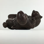 Chinese Wooden Statue Vtg Wood Carving Old Wise Man Beard Jurojin Brown BD809