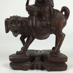 Chinese Wooden Statue Vtg Wood Carving Old Wise Man Beard Jurojin Brown BD809
