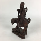 Chinese Wooden Statue Vtg Wood Carving Old Wise Man Beard Jurojin Brown BD809