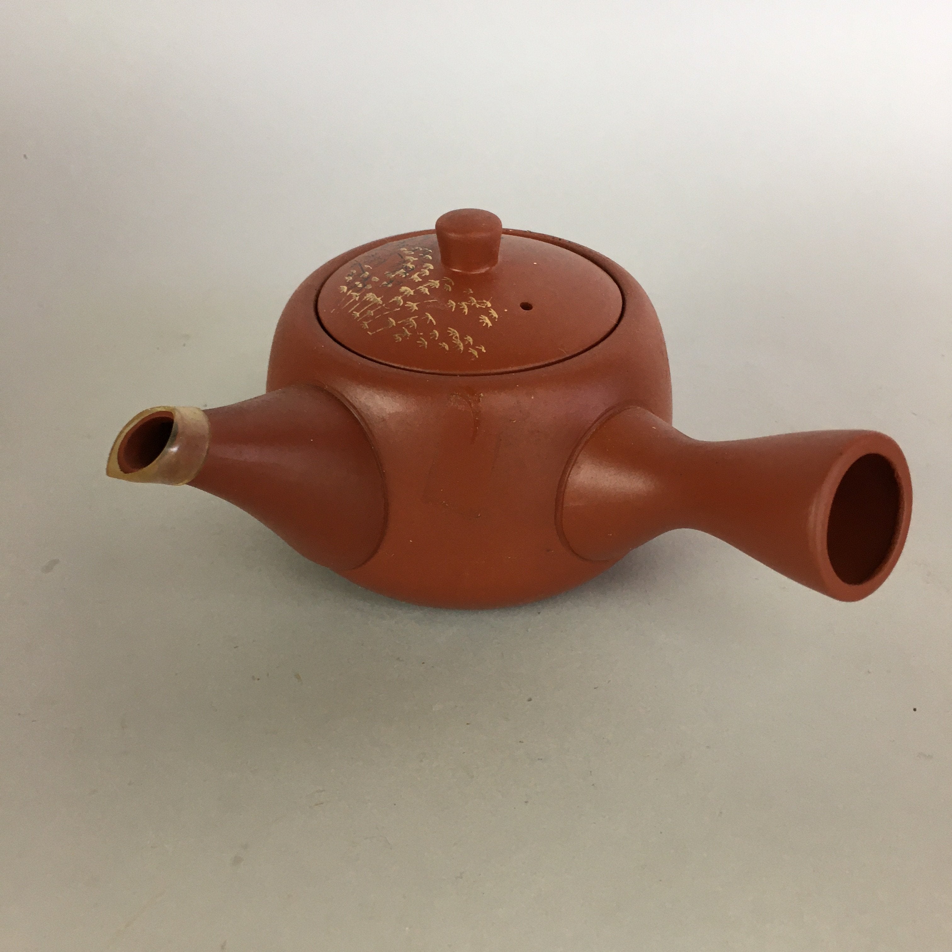 Chinese Tea Set 10pc Cups Pot Vtg Tea Ceremony Yunomi Kyusu Reddish Brown PX539