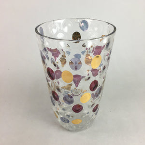 Czech Bohemia Glass Flower Vase Vtg Kabin Dot Crystal Purple Gold FV866