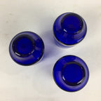 Czechoslovakia Sake Cup 3pc Set Vtg Bohemia Blue Glass Guinomi Ochoko GU991