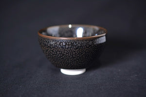 Drinking vessel, Large sake cup, teacup, Silver oil drop, Tenmoku shape - Shinem