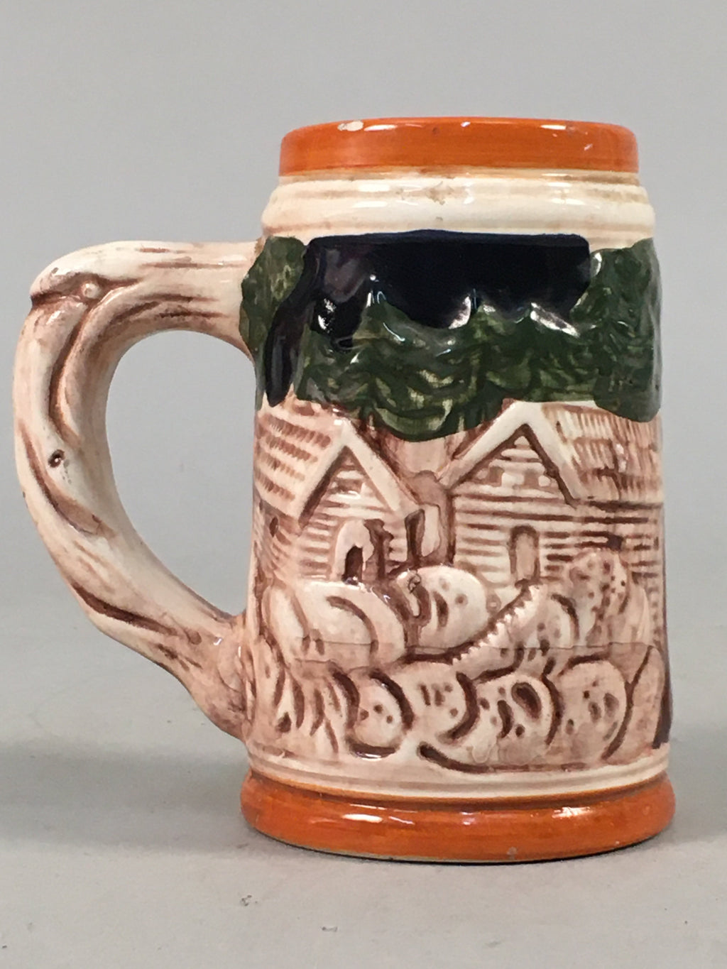 German Ceramic Beer Mug Vtg Pottery Stein Drinking Cup PP396