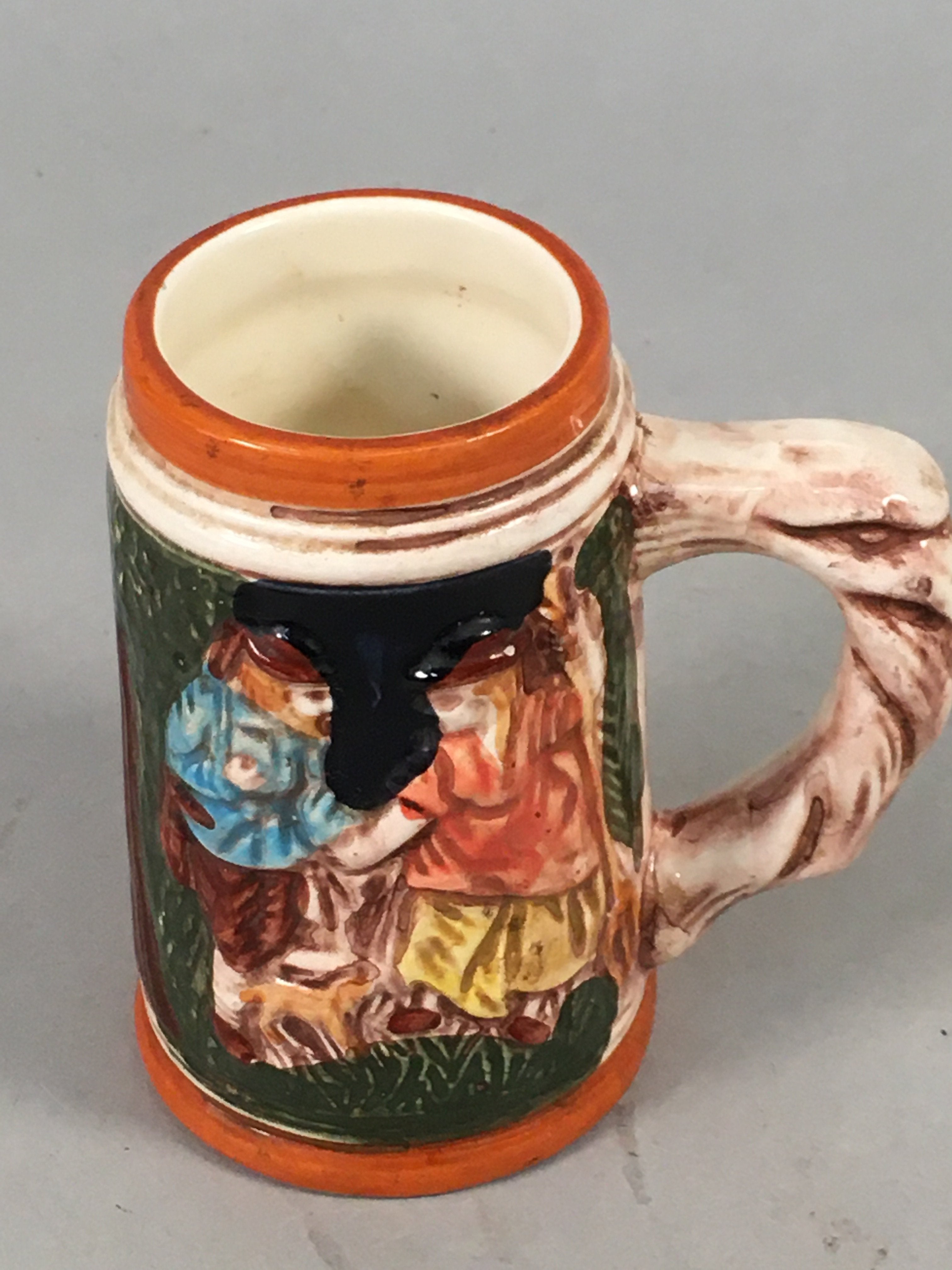 German Ceramic Beer Mug Vtg Pottery Stein Drinking Cup PP396