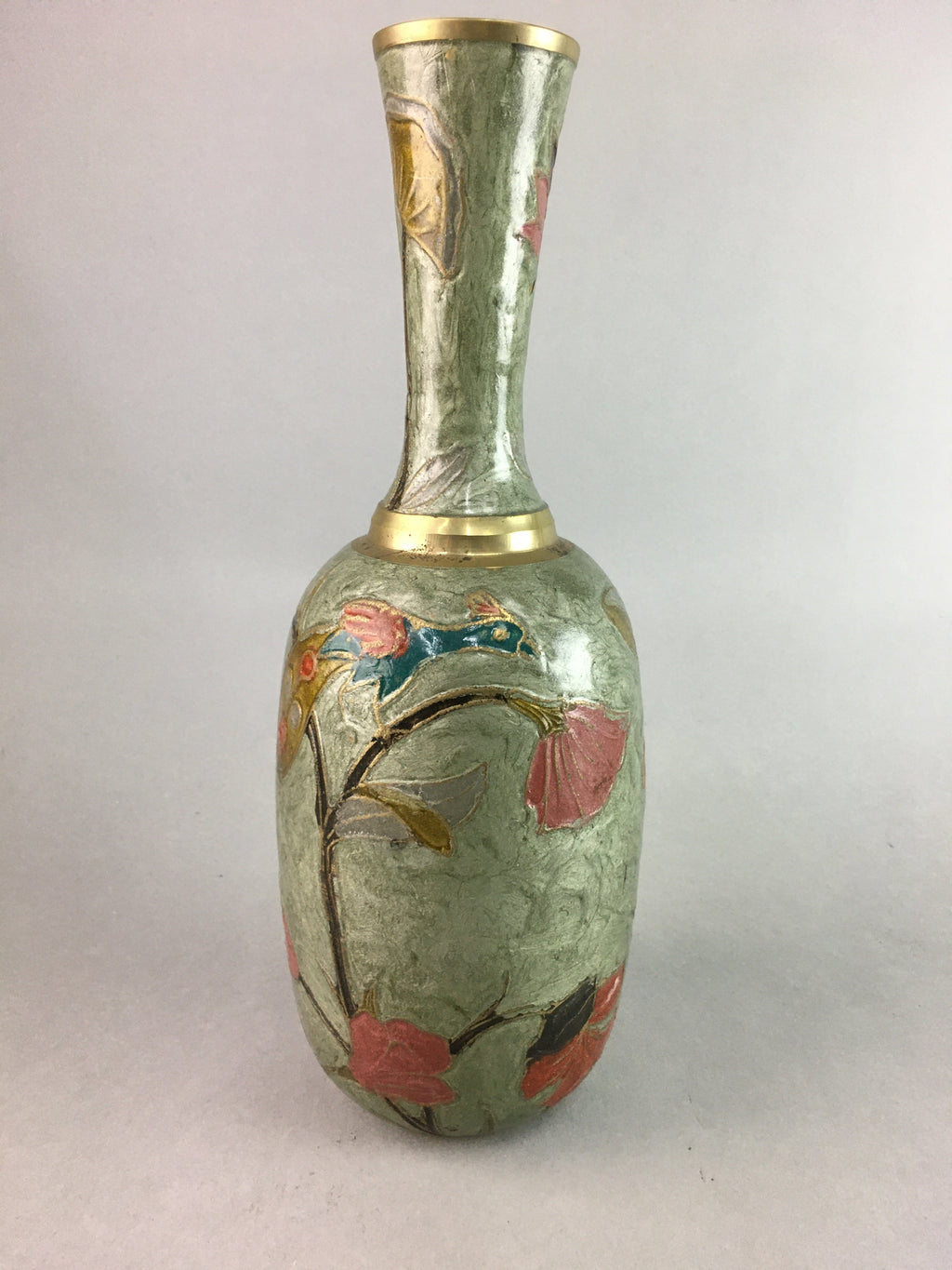 Indian Flower Vase Cast Metal Arrangement Pottery Floral Design From Japan FV835