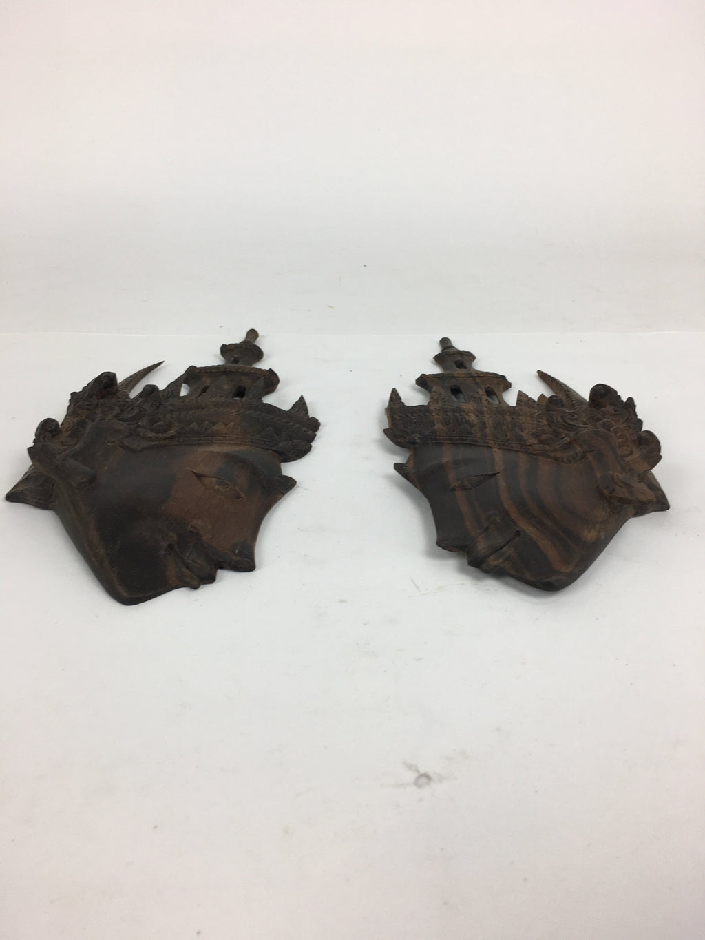 Indonesia Wood Carving Decoration Vtg Bali Island Folk Craft Face Dark Brown BD7