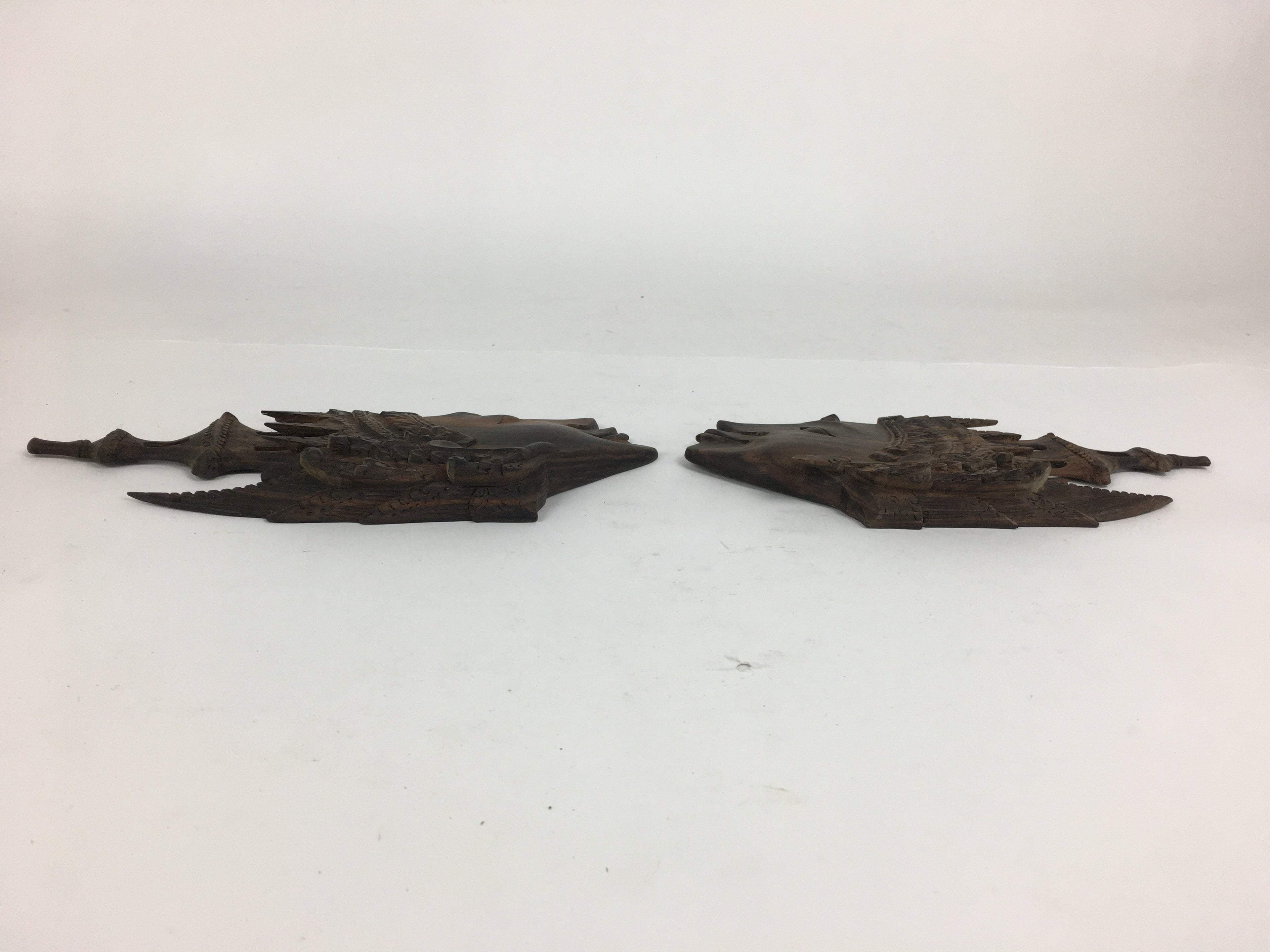Indonesia Wood Carving Decoration Vtg Bali Island Folk Craft Face Dark Brown BD7