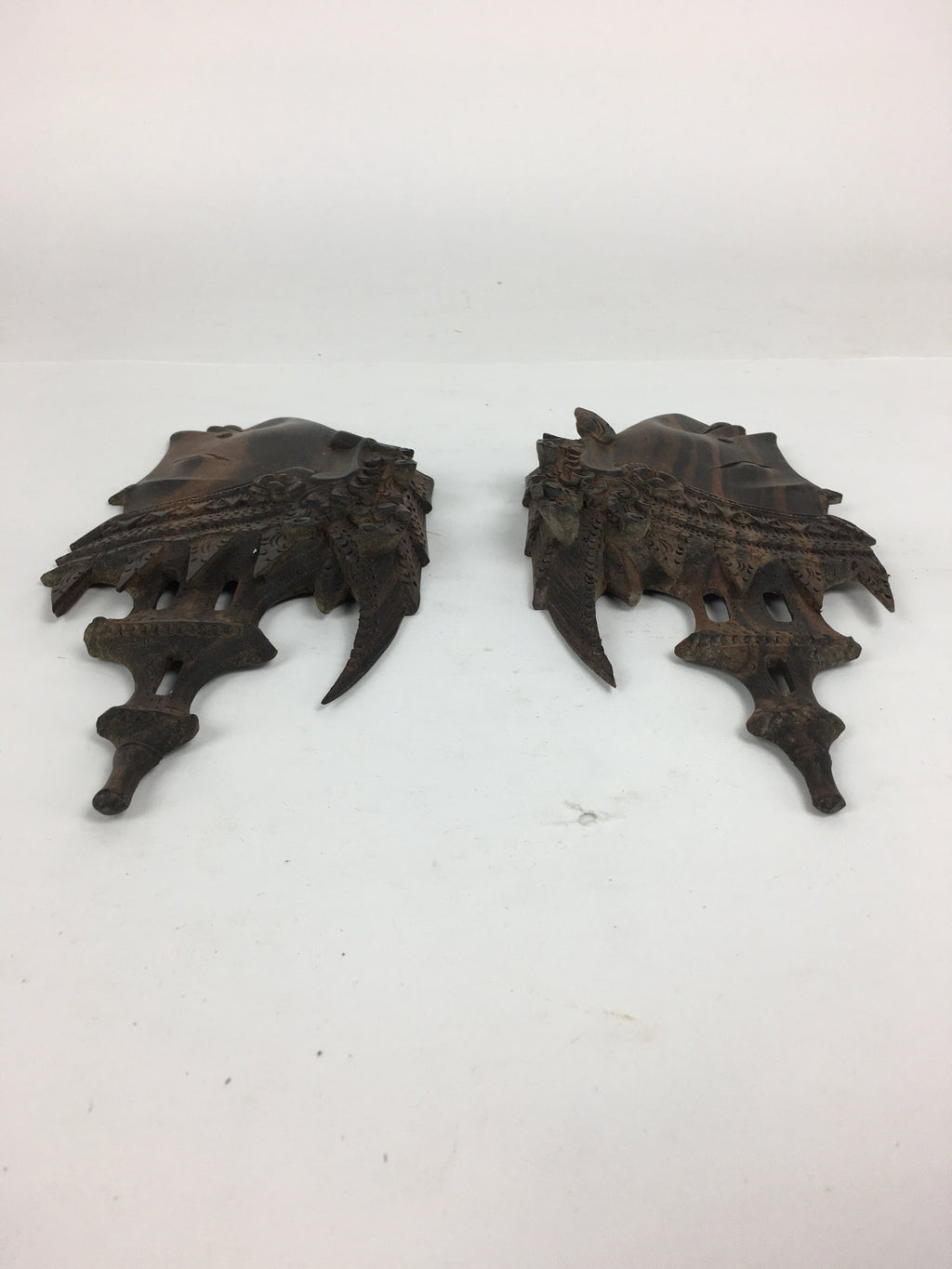 Indonesia Wood Carving Decoration Vtg Bali Island Folk Craft Face Dark Brown BD7