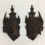 Indonesia Wood Carving Decoration Vtg Bali Island Folk Craft Face Dark Brown BD7