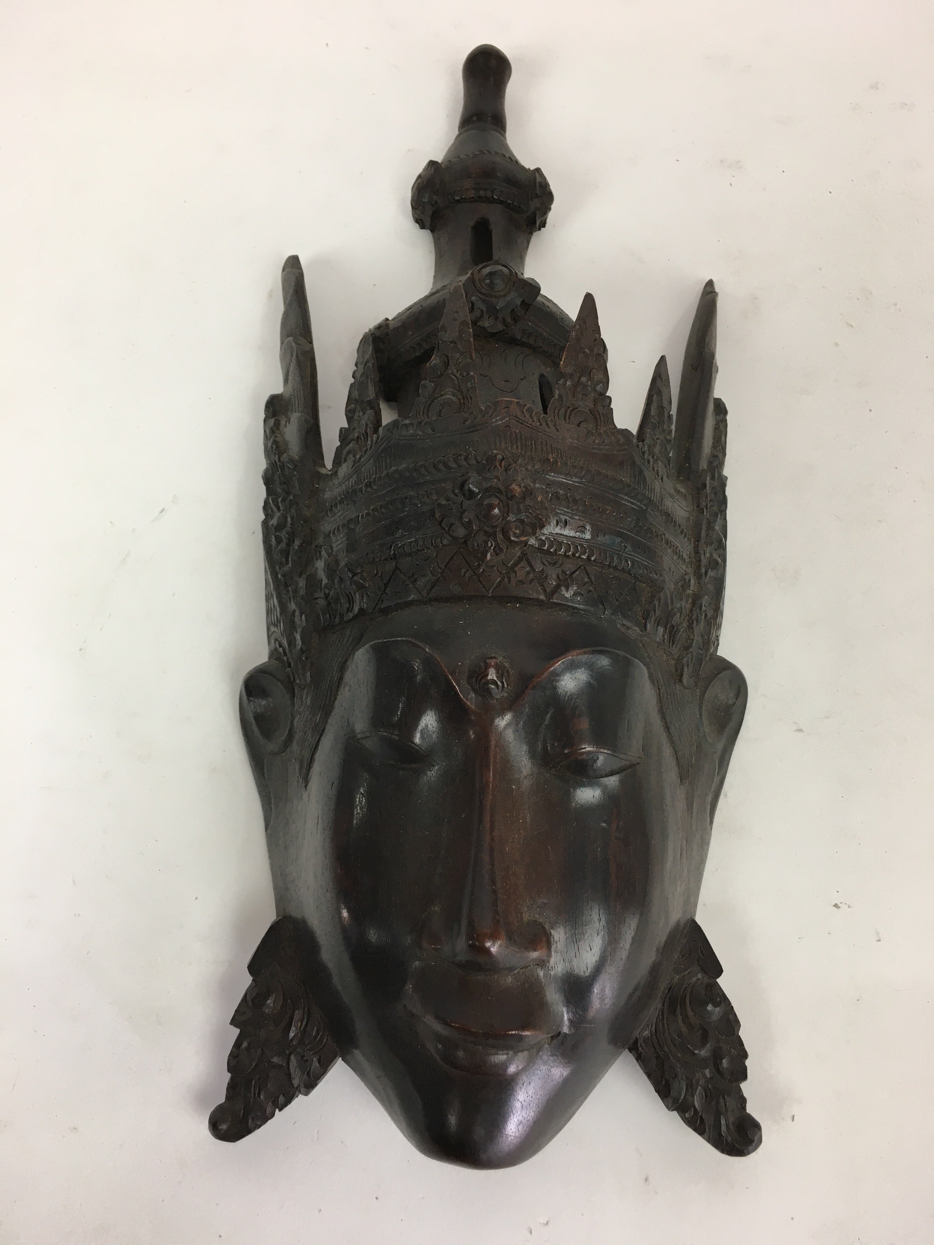 Indonesia Wood Carving Decoration Vtg Bali Island Folk Craft Face Mask BD768