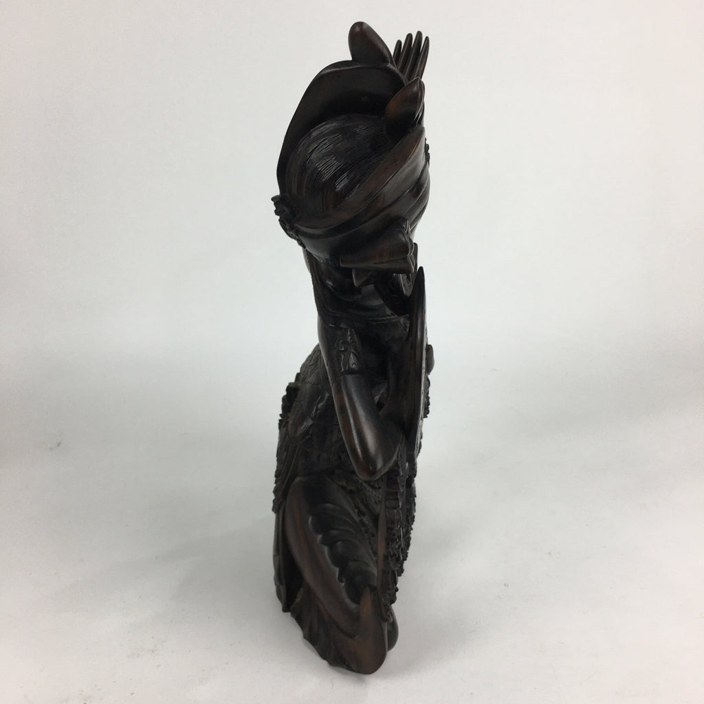 Indonesia Wood Carving Statue Vtg Bali Island Folk Craft Dark Brown BD699