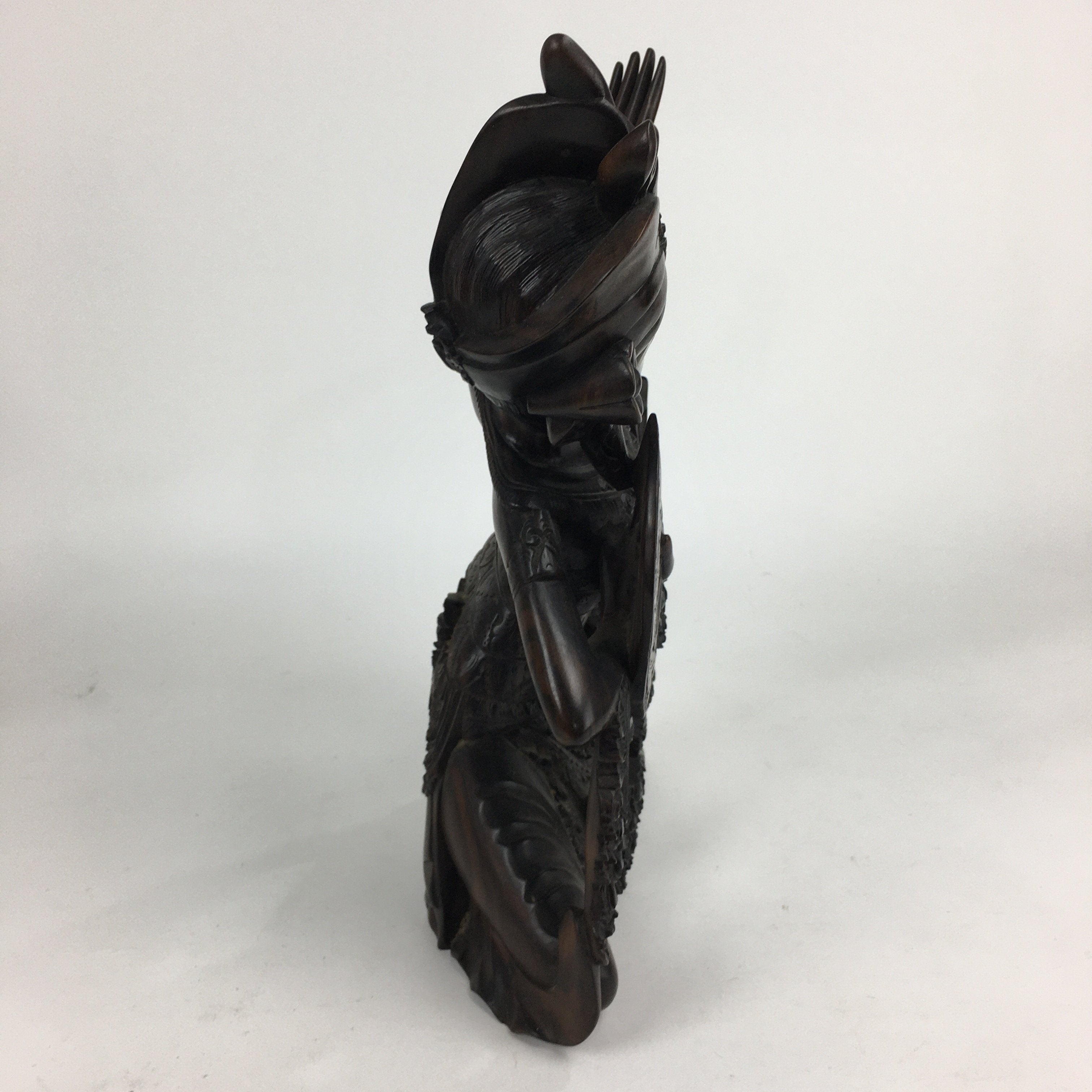 Indonesia Wood Carving Statue Vtg Bali Island Folk Craft Dark Brown BD699