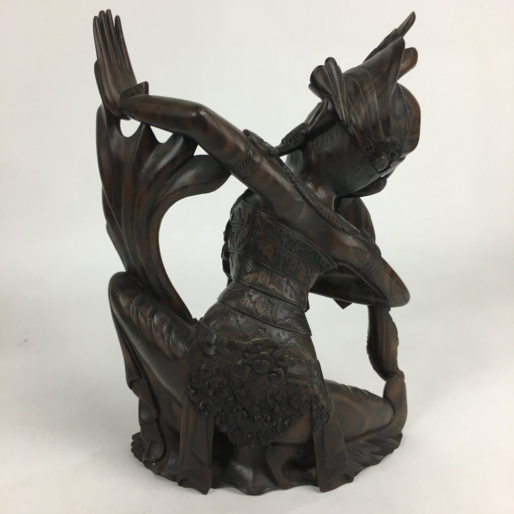 Indonesia Wood Carving Statue Vtg Bali Island Folk Craft Dark Brown BD699