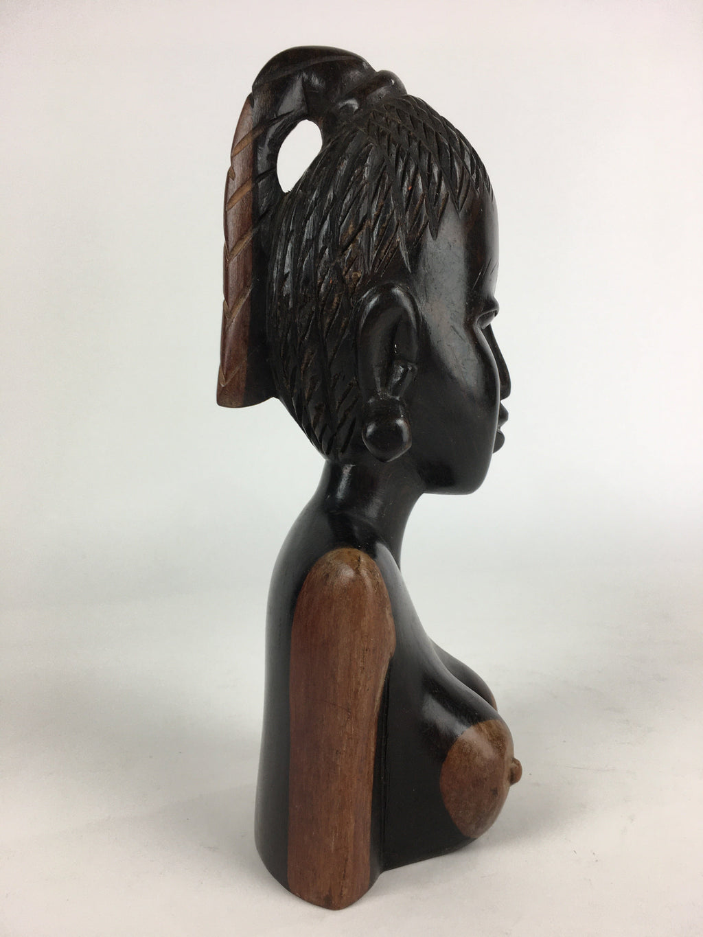 Indonesia Wood Carving Statue Vtg Bali Island Folk Craft Woman BD811