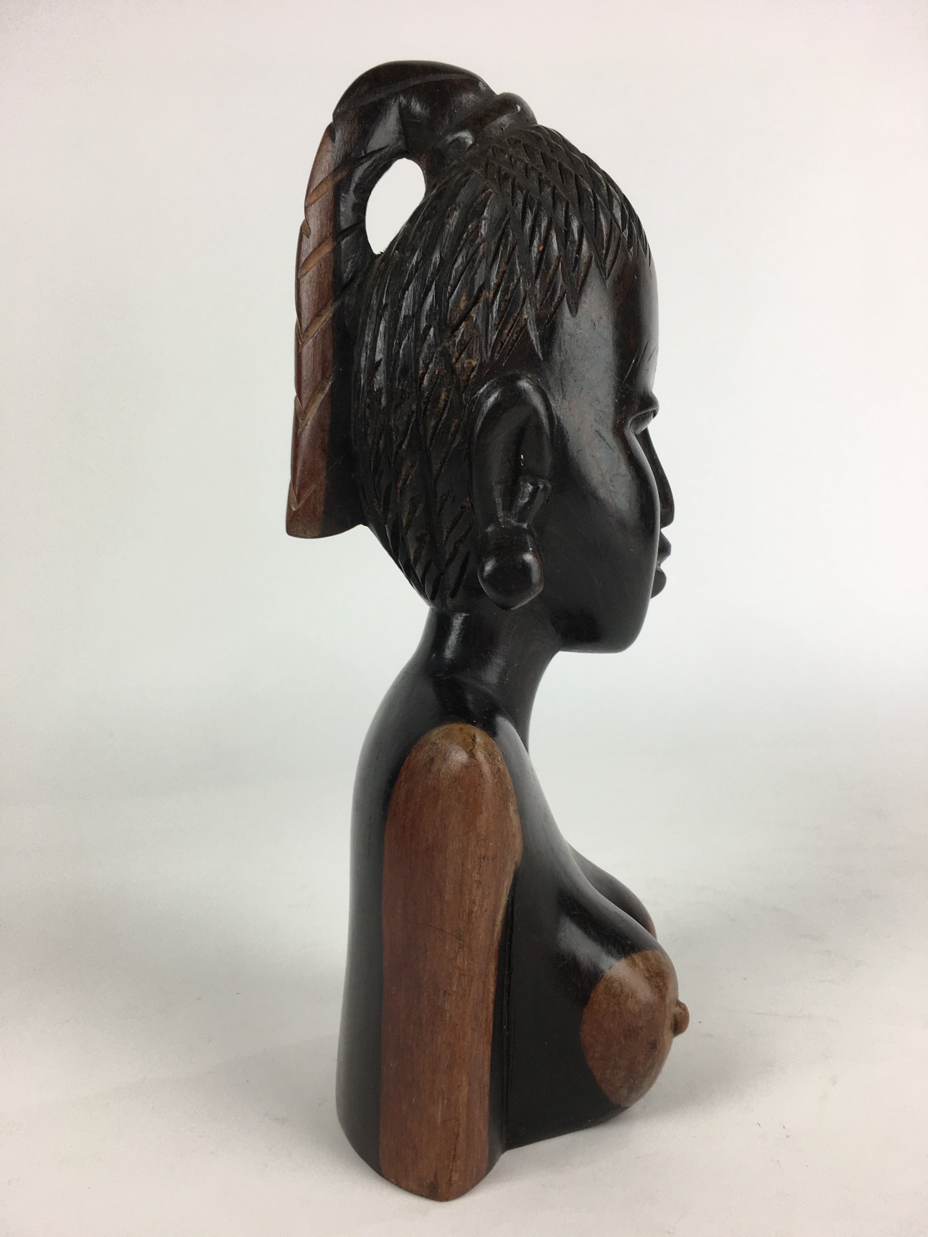 Indonesia Wood Carving Statue Vtg Bali Island Folk Craft Woman BD811