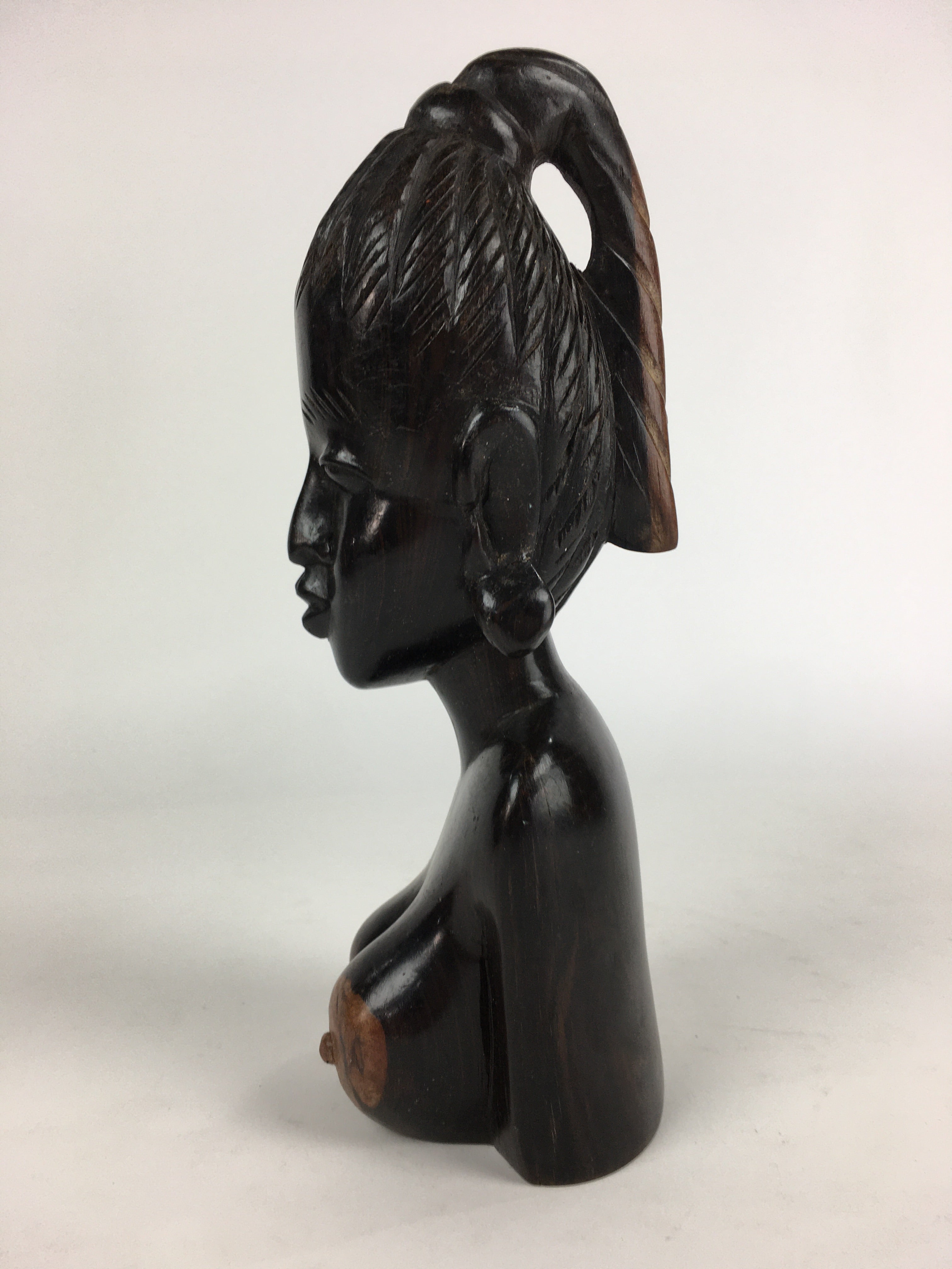 Indonesia Wood Carving Statue Vtg Bali Island Folk Craft Woman BD811