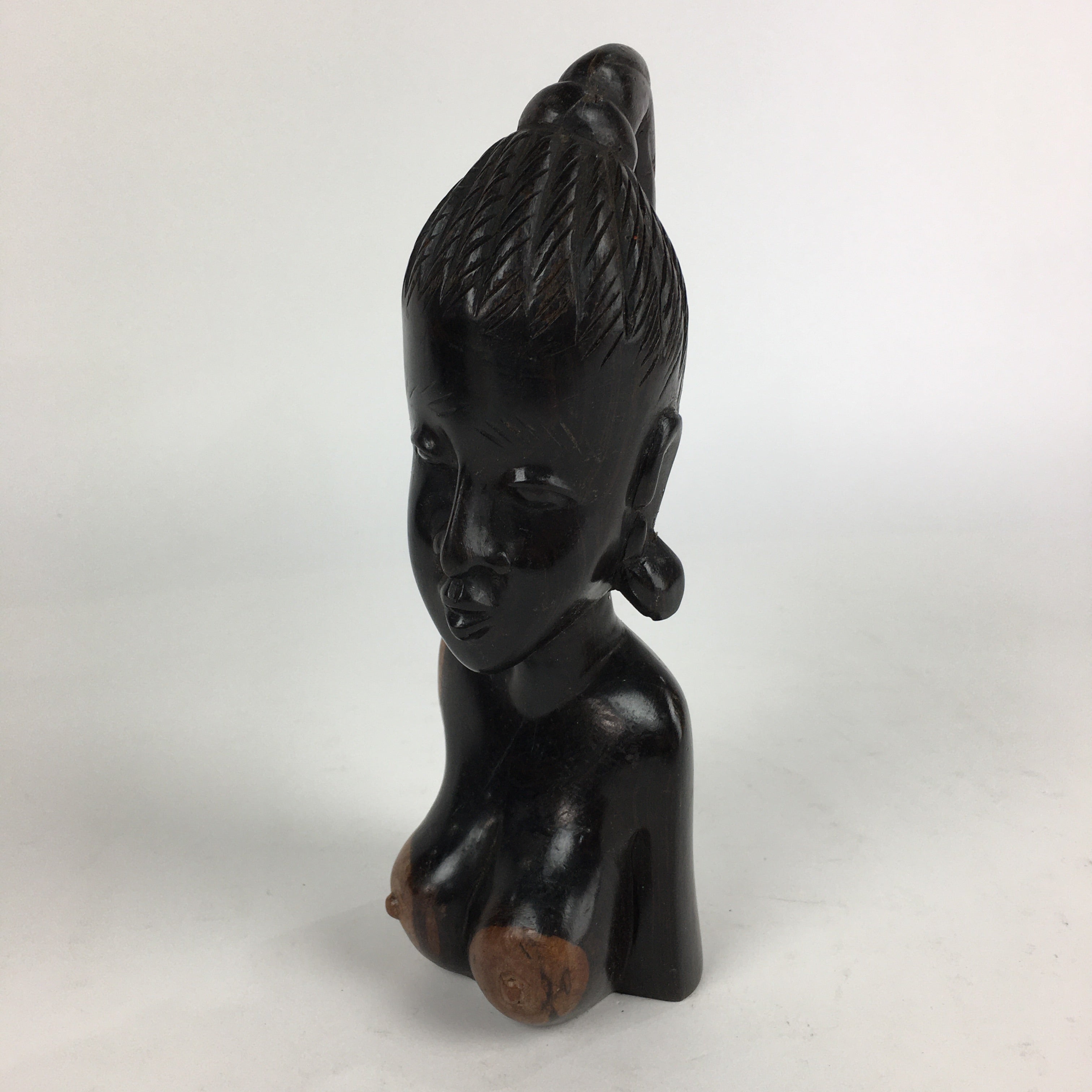 Indonesia Wood Carving Statue Vtg Bali Island Folk Craft Woman BD811