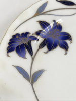 Italian Giovanni Valentino Porcelain Plate Vtg Blue Gold Flower Design Sara Whit