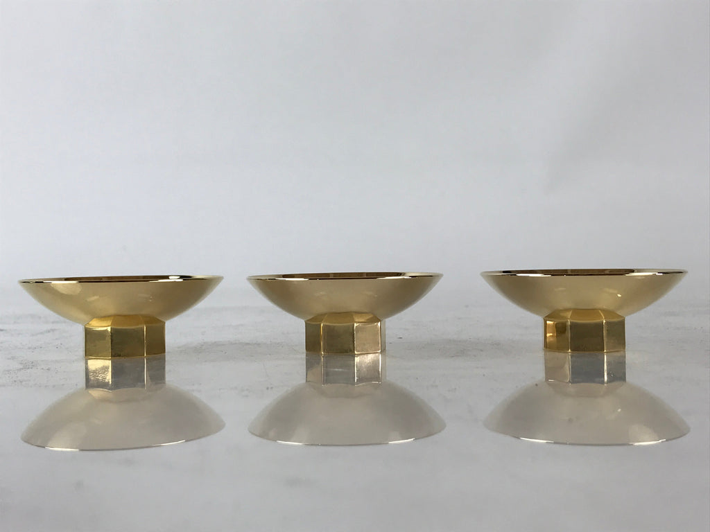 Japanese 24K GP Gold Plated Drinking Sake Cup Vtg Hoju-Hai Metal Sakazuki PX672