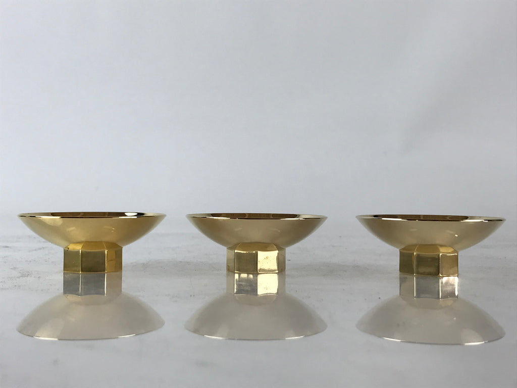 Japanese 24K GP Gold Plated Drinking Sake Cup Vtg Hoju-Hai Metal Sakazuki PX672