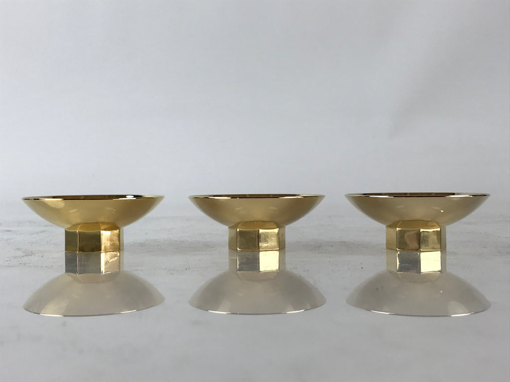 Japanese 24K GP Gold Plated Drinking Sake Cup Vtg Hoju-Hai Metal Sakazuki PX672