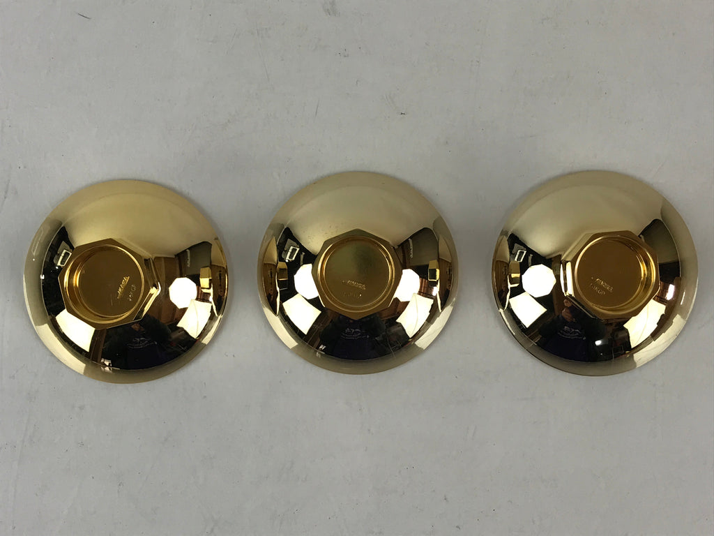 Japanese 24K GP Gold Plated Drinking Sake Cup Vtg Hoju-Hai Metal Sakazuki PX672