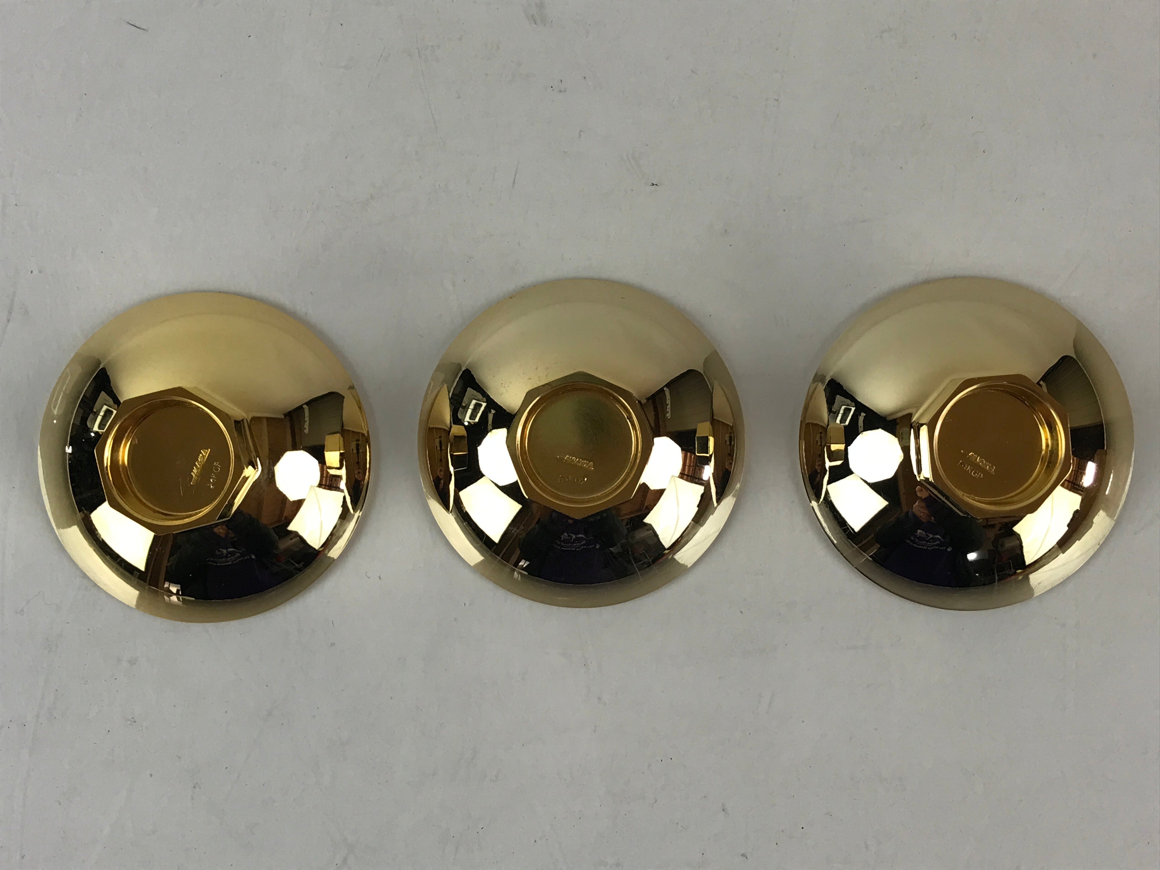 Japanese 24K GP Gold Plated Drinking Sake Cup Vtg Hoju-Hai Metal Sakazuki PX672