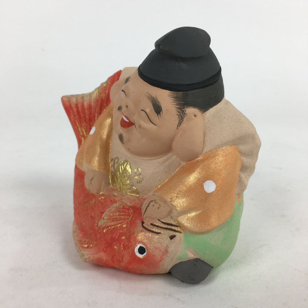 Japanese 7 Lucky Gods Ebisu Figurine Vtg Plaster Ornament Okimono Doll BD785