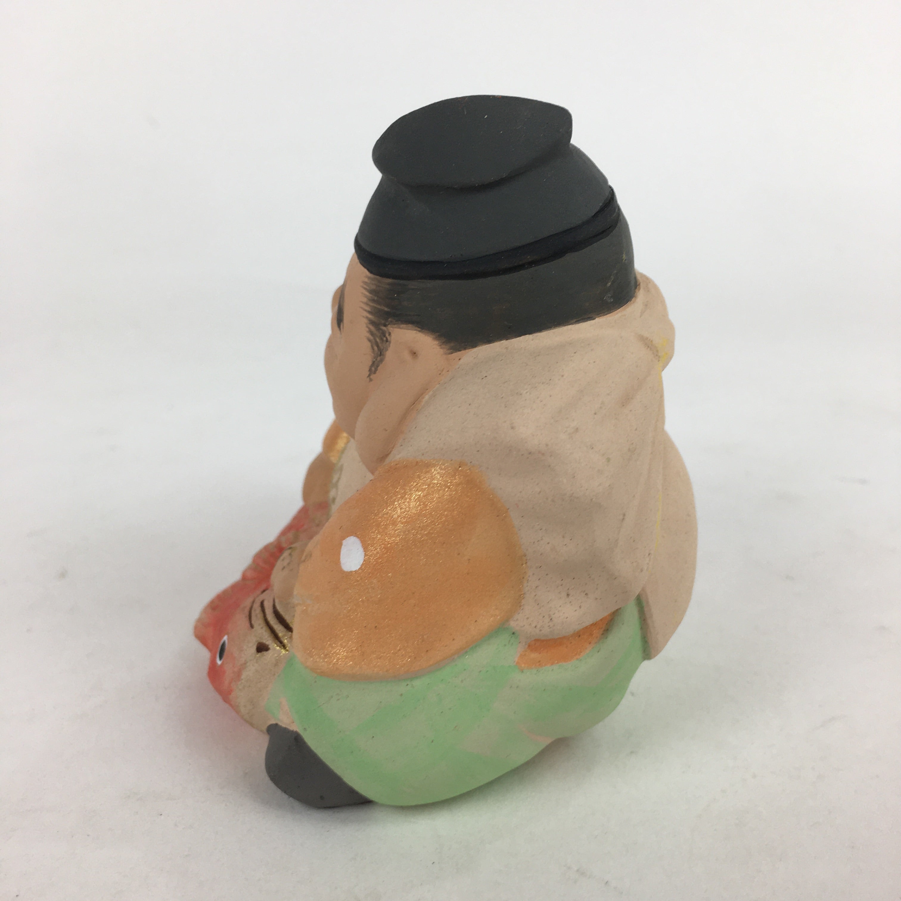 Japanese 7 Lucky Gods Ebisu Figurine Vtg Plaster Ornament Okimono Doll BD785
