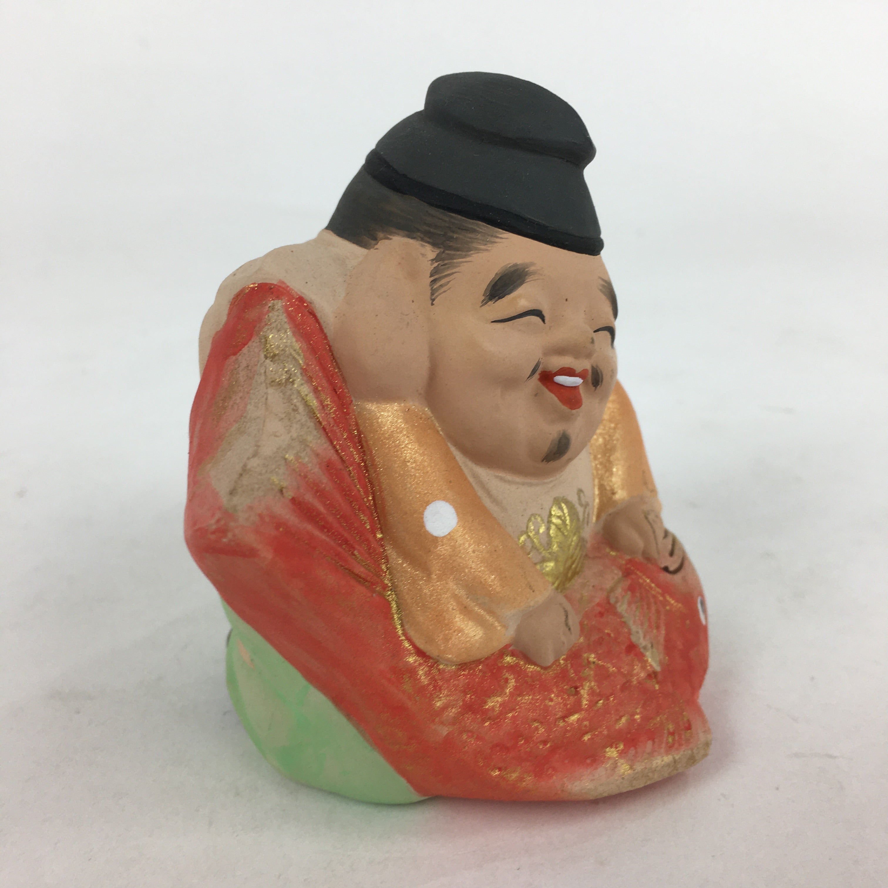 Japanese 7 Lucky Gods Ebisu Figurine Vtg Plaster Ornament Okimono Doll BD785
