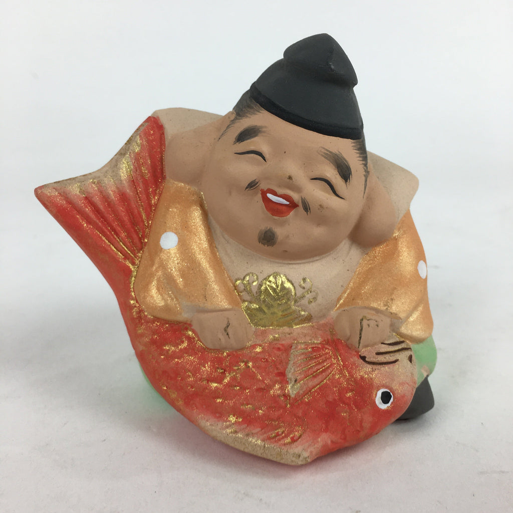 Japanese 7 Lucky Gods Ebisu Figurine Vtg Plaster Ornament Okimono Doll BD785