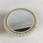 Japanese Accessory Case With Mirror Vtg White Beads Orient Round JK358