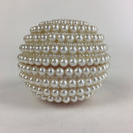 Japanese Accessory Case With Mirror Vtg White Beads Orient Round JK358
