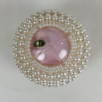 Japanese Accessory Case With Mirror Vtg White Beads Orient Round JK358