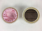 Japanese Accessory Case With Mirror Vtg White Beads Orient Round JK358