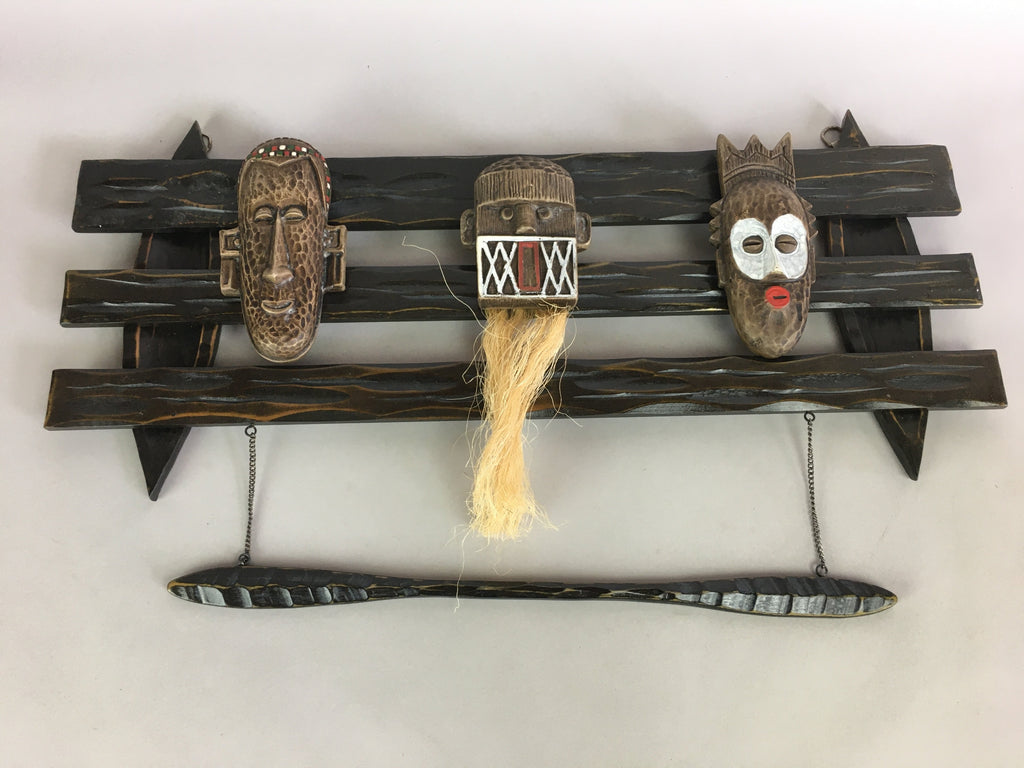 Japanese African Wall hanging Ornament Vtg Kabekazari Decoration Wood JK192