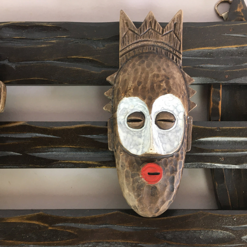 Japanese African Wall hanging Ornament Vtg Kabekazari Decoration Wood JK192