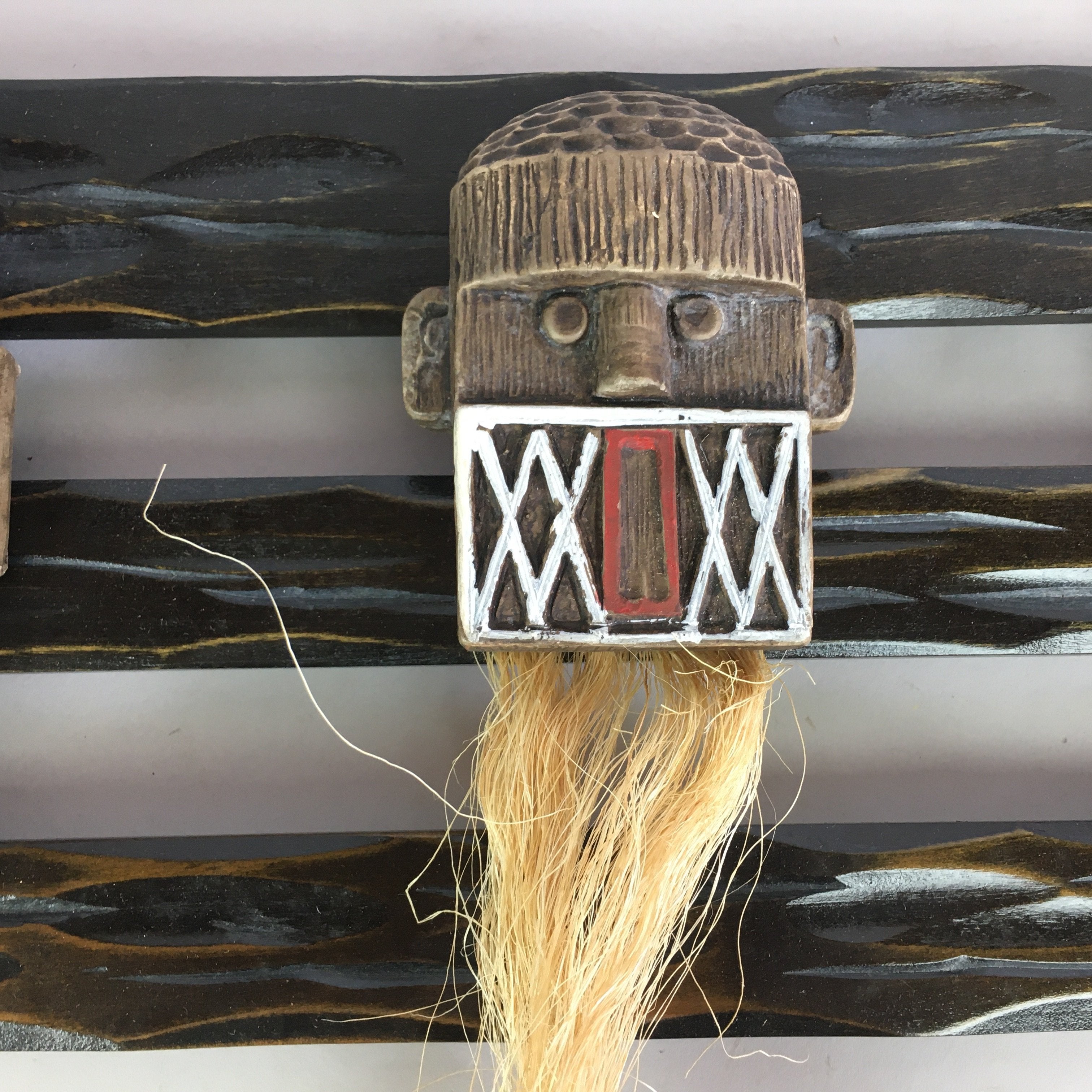 Japanese African Wall hanging Ornament Vtg Kabekazari Decoration Wood JK192