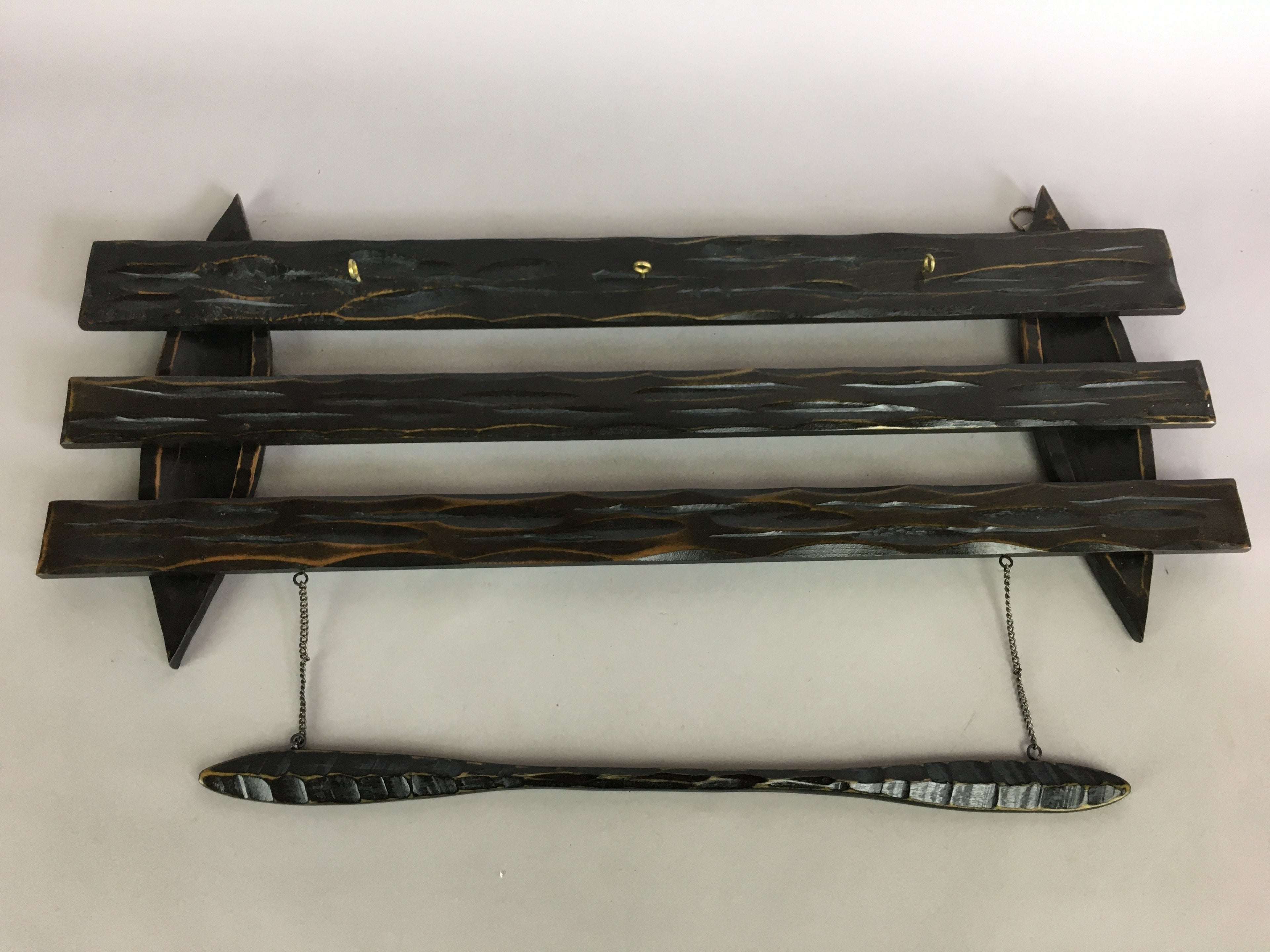 Japanese African Wall hanging Ornament Vtg Kabekazari Decoration Wood JK192