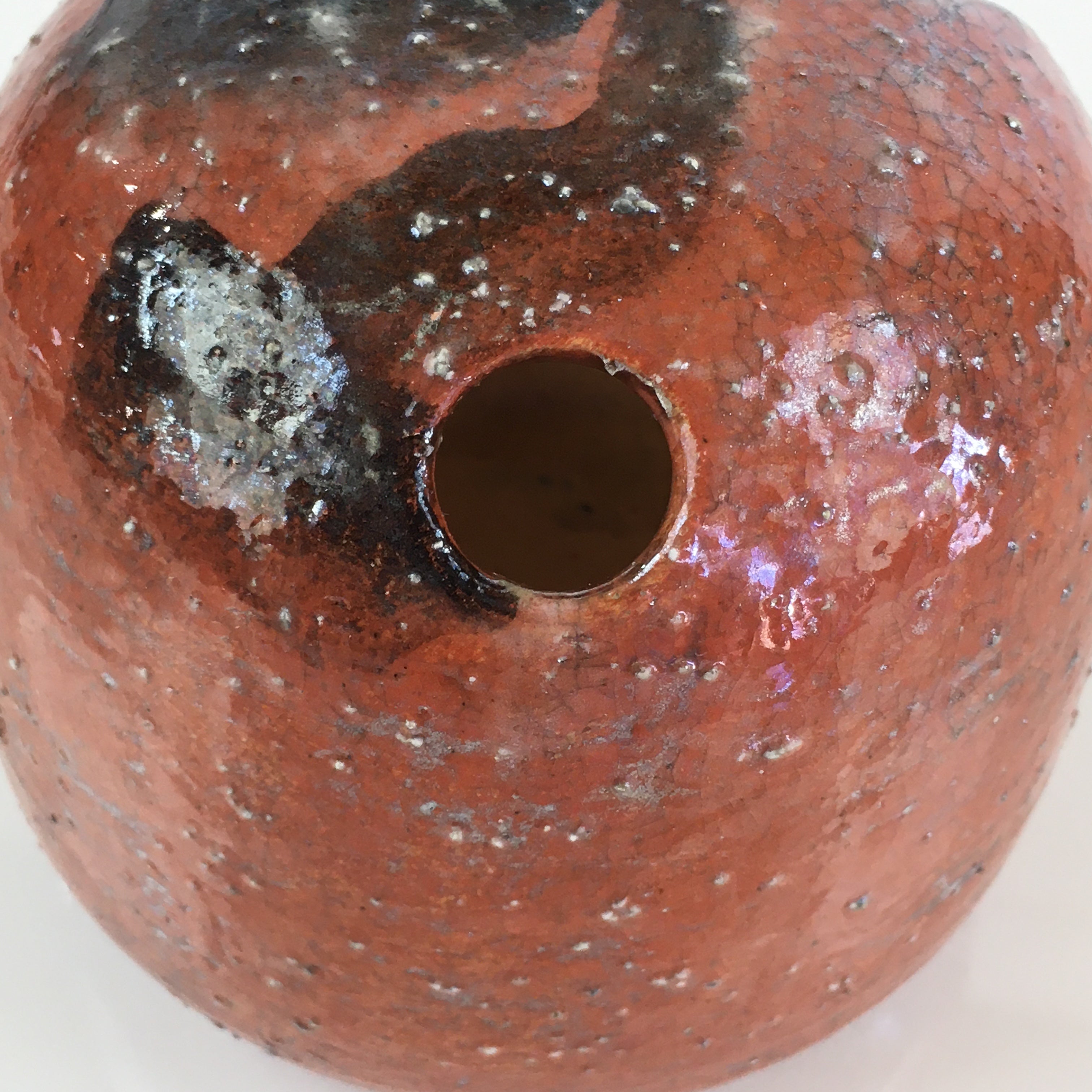 Japanese Akaraku Ware Incense Burner Vtg Pottery Ceramic Koro PY110