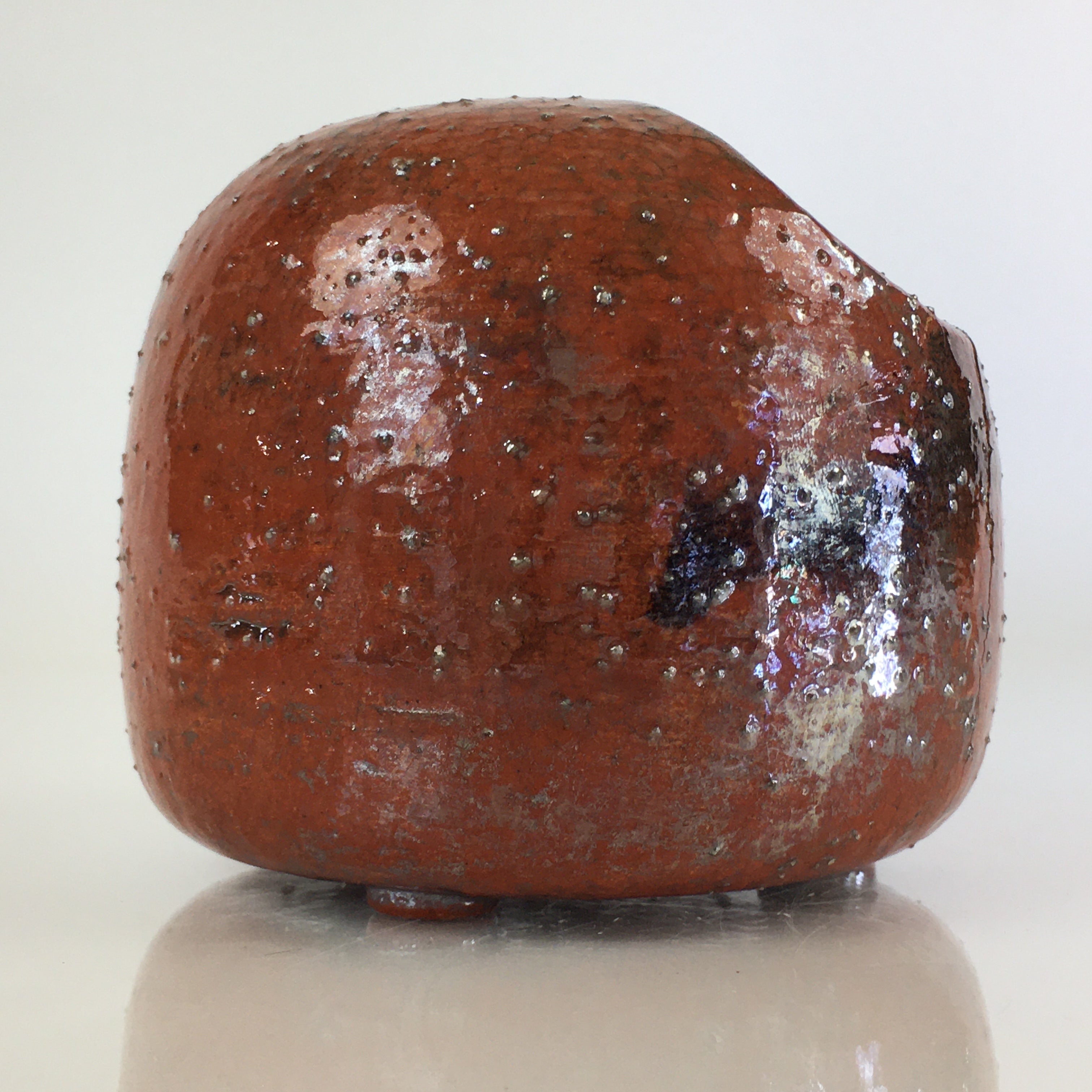 Japanese Akaraku Ware Incense Burner Vtg Pottery Ceramic Koro PY110