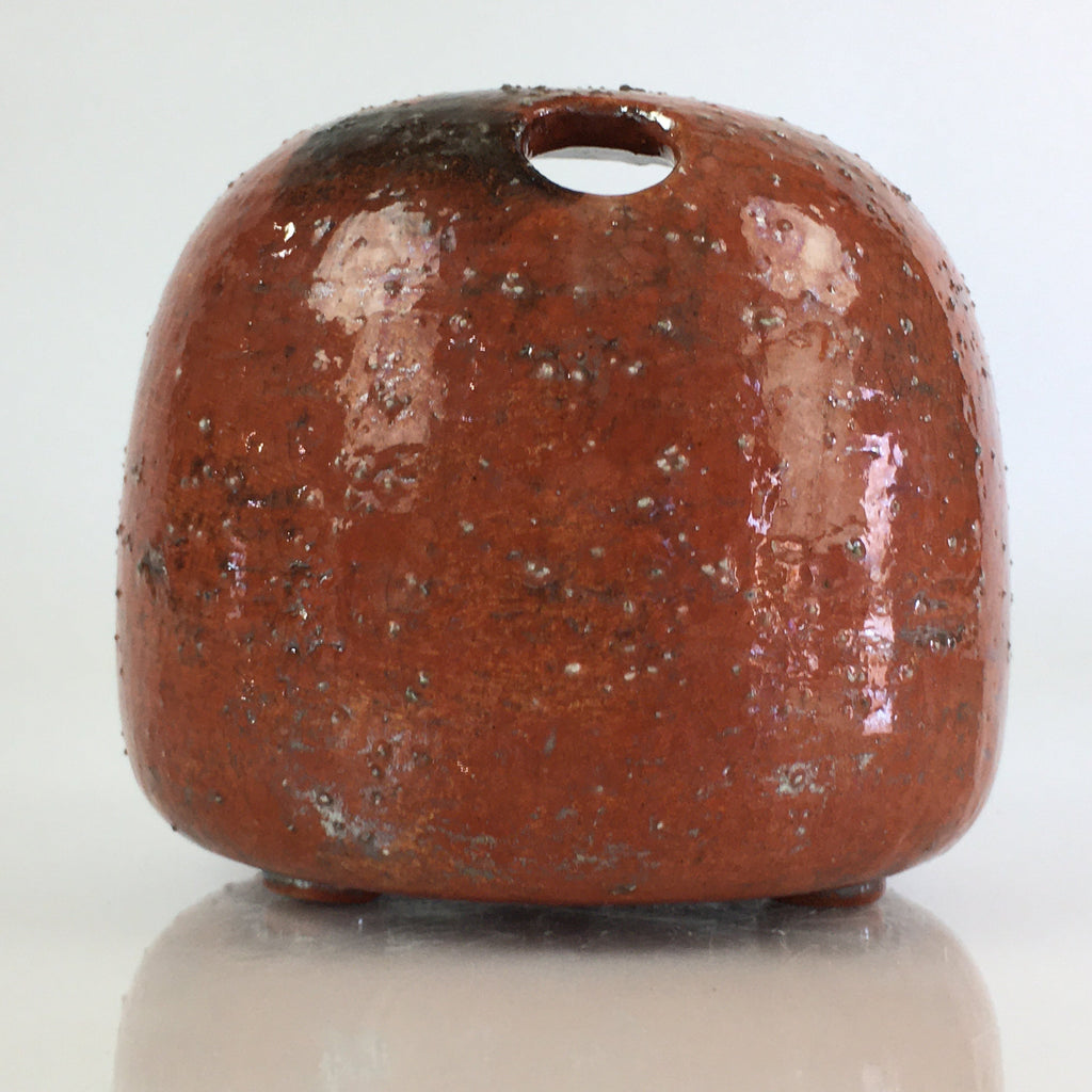 Japanese Akaraku Ware Incense Burner Vtg Pottery Ceramic Koro PY110