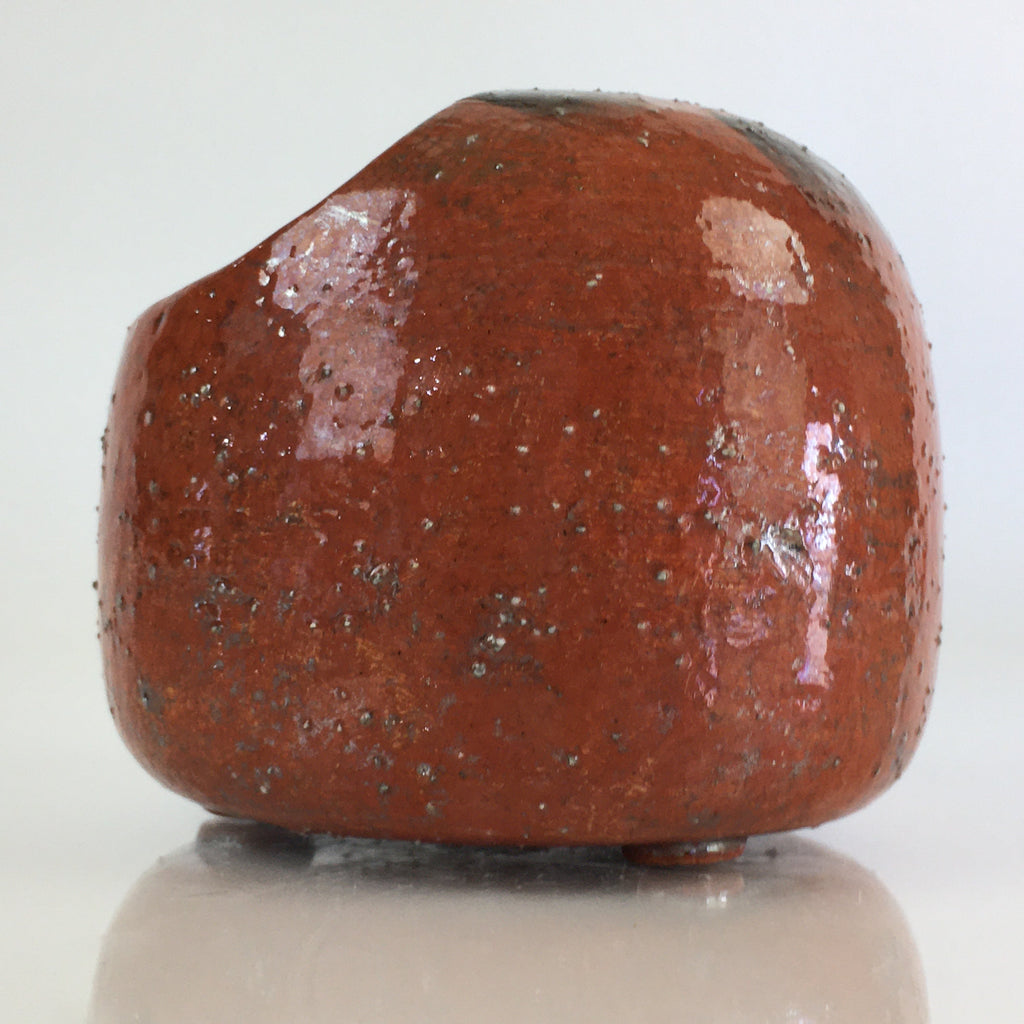 Japanese Akaraku Ware Incense Burner Vtg Pottery Ceramic Koro PY110