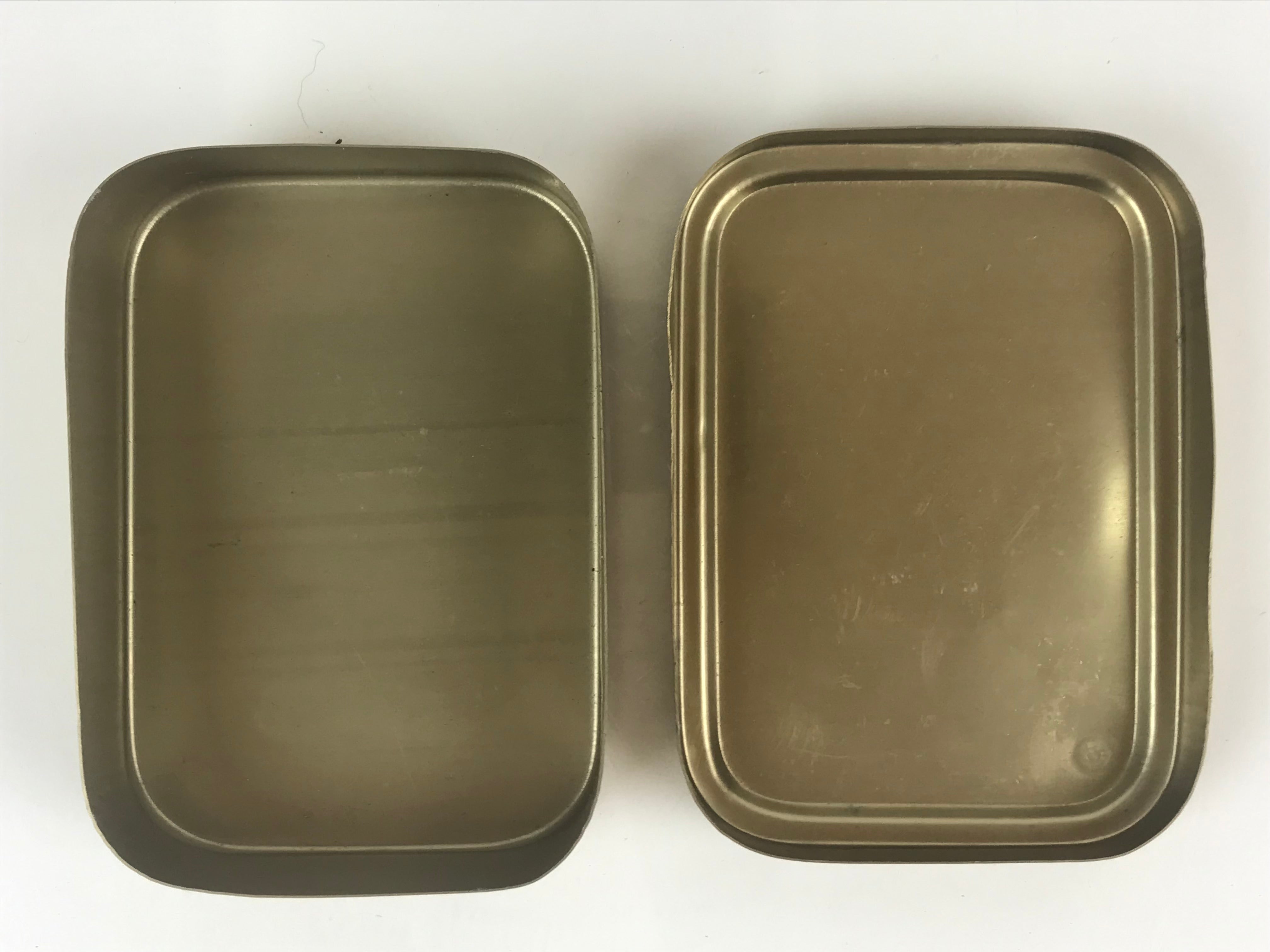 Japanese Aluminum Bento Box Vtg Lunch Box Lidded Container Gold JK393