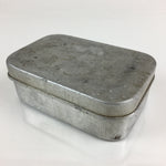 Japanese Aluminum Bento Box Vtg Lunch Box Lidded Container Silver JK397