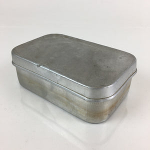 Japanese Aluminum Bento Box Vtg Lunch Box Lidded Container Silver JK398