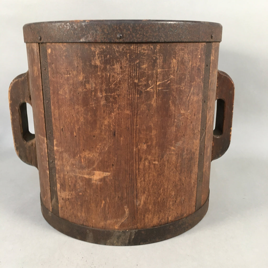 Japanese Antique Handmade Wooden Rice Bucket Masu Brown JK182